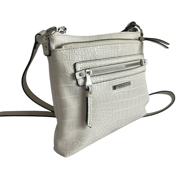 DANA BUCHMAN Off White Croco Leather Bag Small Shoulder Bag Womens Crossbody Bag - Picture 4 of 10